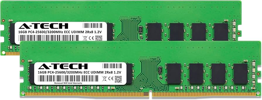 A-Tech Server 32GB Kit (2x16GB) DDR4 3200MHz PC4-25600 ECC UDIMM
