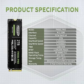 Amazon.com: Fikwot FN501 Pro 2TB NVMe SSD - M.2 2280 PCIe Gen3 x4