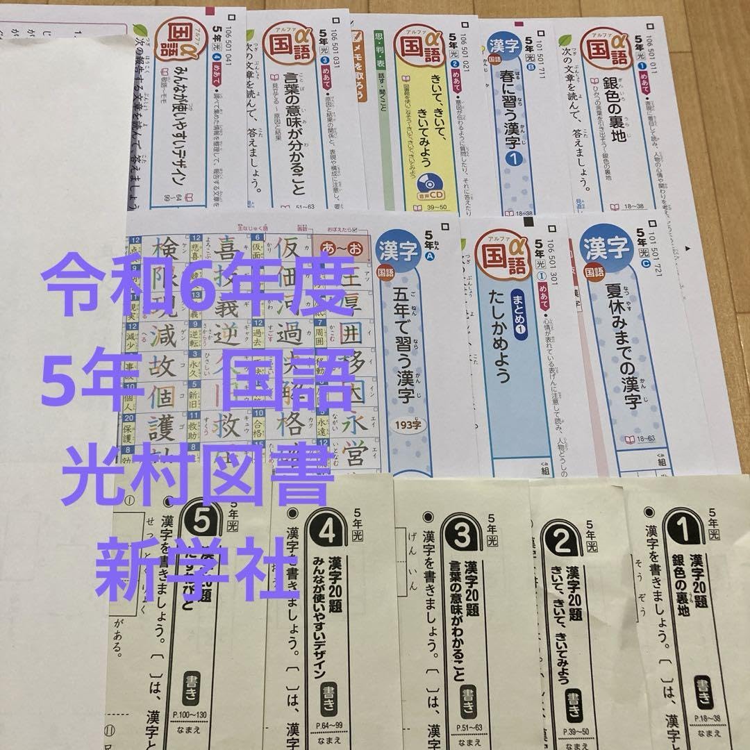 Amazon.co.jp: 令和6年度カラーテスト 5年生 国語 光村図書 新学社