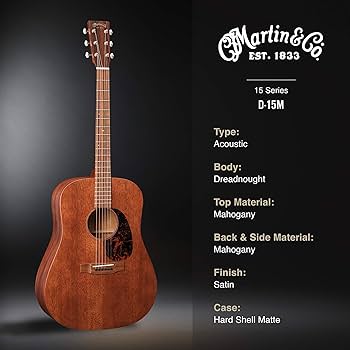 Amazon.com: Martin Guitar D-15M with Gig Bag, Acoustic Guitar for