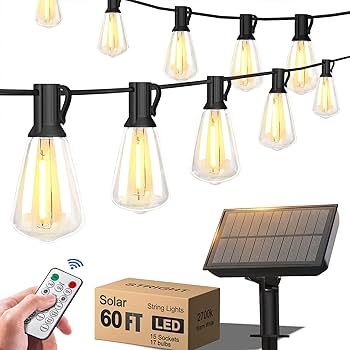 Stright 60FT Solar String Lights Outdoor Weatherproof with Remote