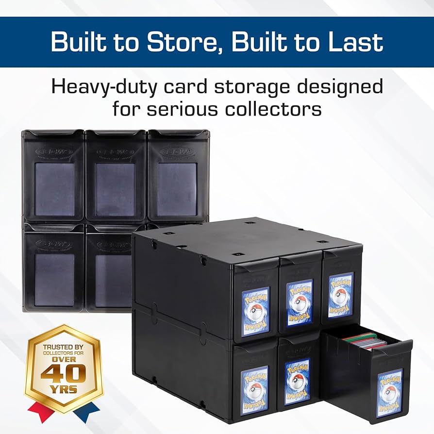BCW 6 Drawer Card Catalog - Black | Stackable Trading Card
