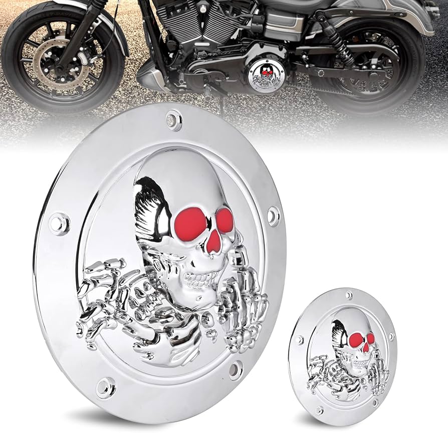 Amazon | Sresk 3D スカル 5 ホール ダービーカバー ハーレー用