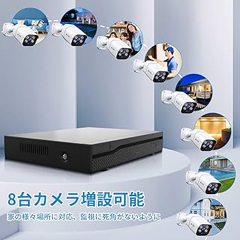 Amazon.co.jp: A-ZONE 防犯カメラセット 300万画素音声録画 暗視撮影