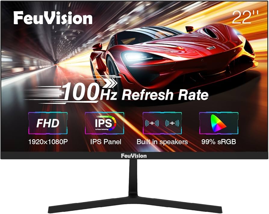 Amazon.com: FeuVision 22 inch Monitor 1080p FHD, 100Hz, IPS Panel