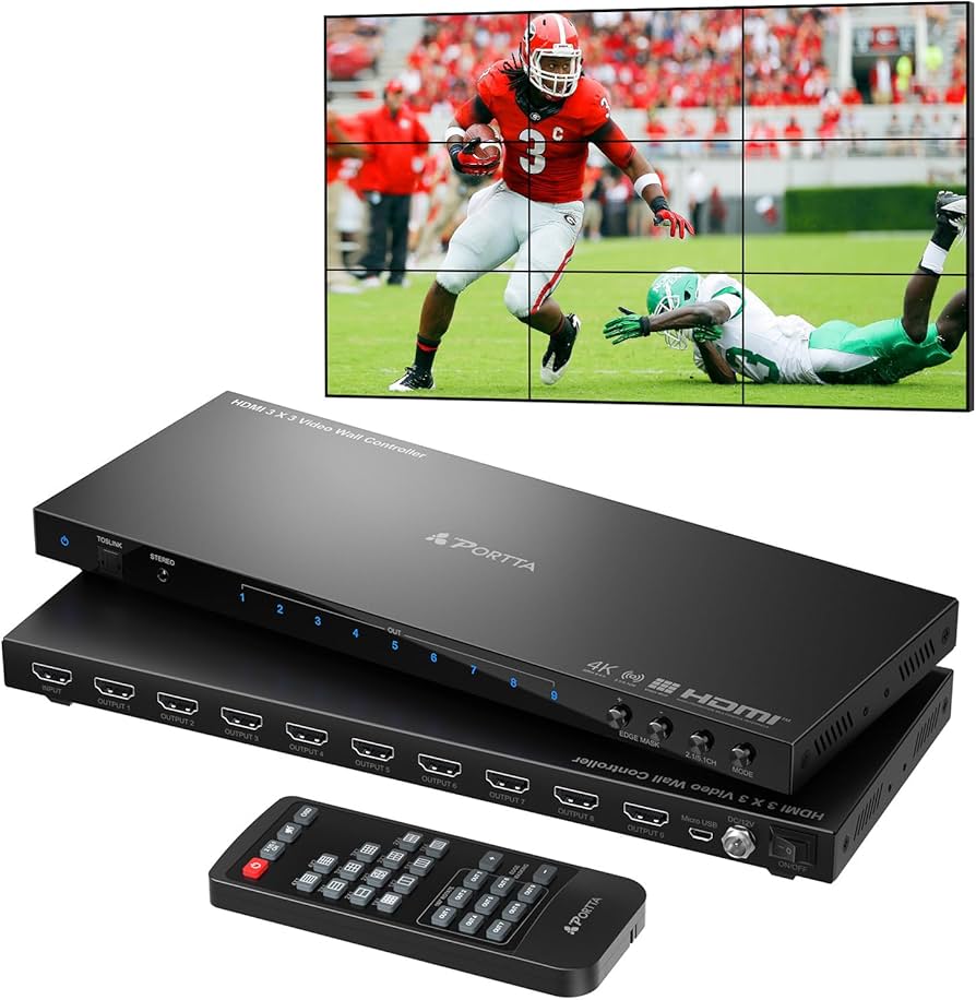 Amazon | ビデオウォールコントローラー 3x3 4K、PORTTA HDMIビデオ