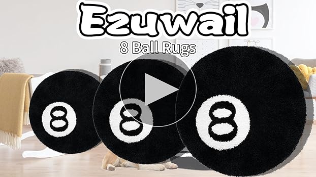 Amazon.com: 8 Ball Rug, 32 inch Large Black Round Rug for Home