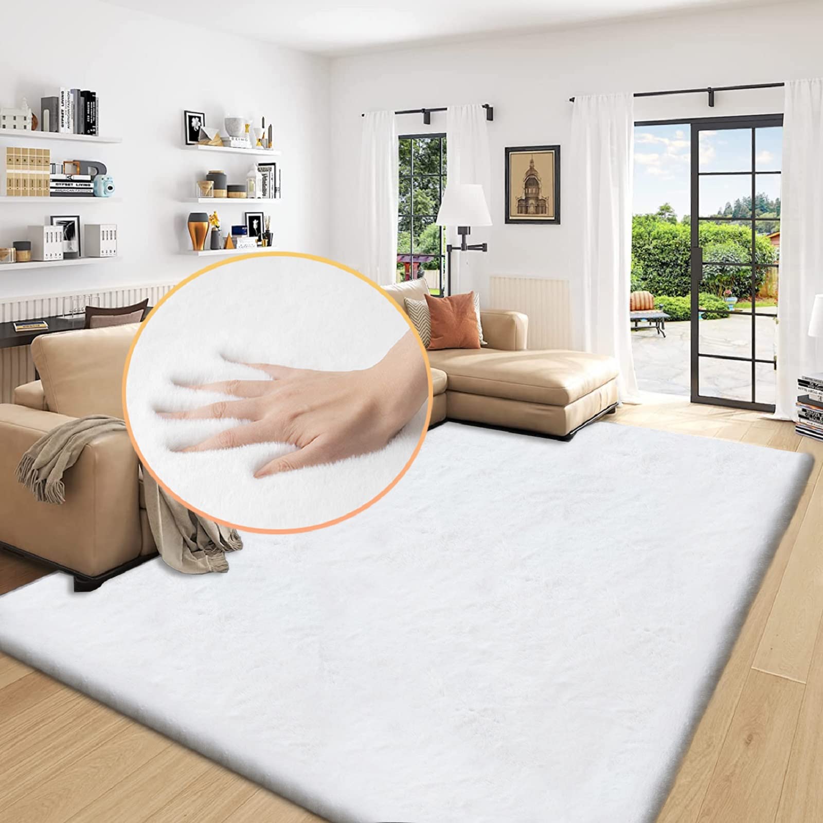 Amazon.com: ORINOVA White Fluffy Living Room Rugs 6x9 Area Rug