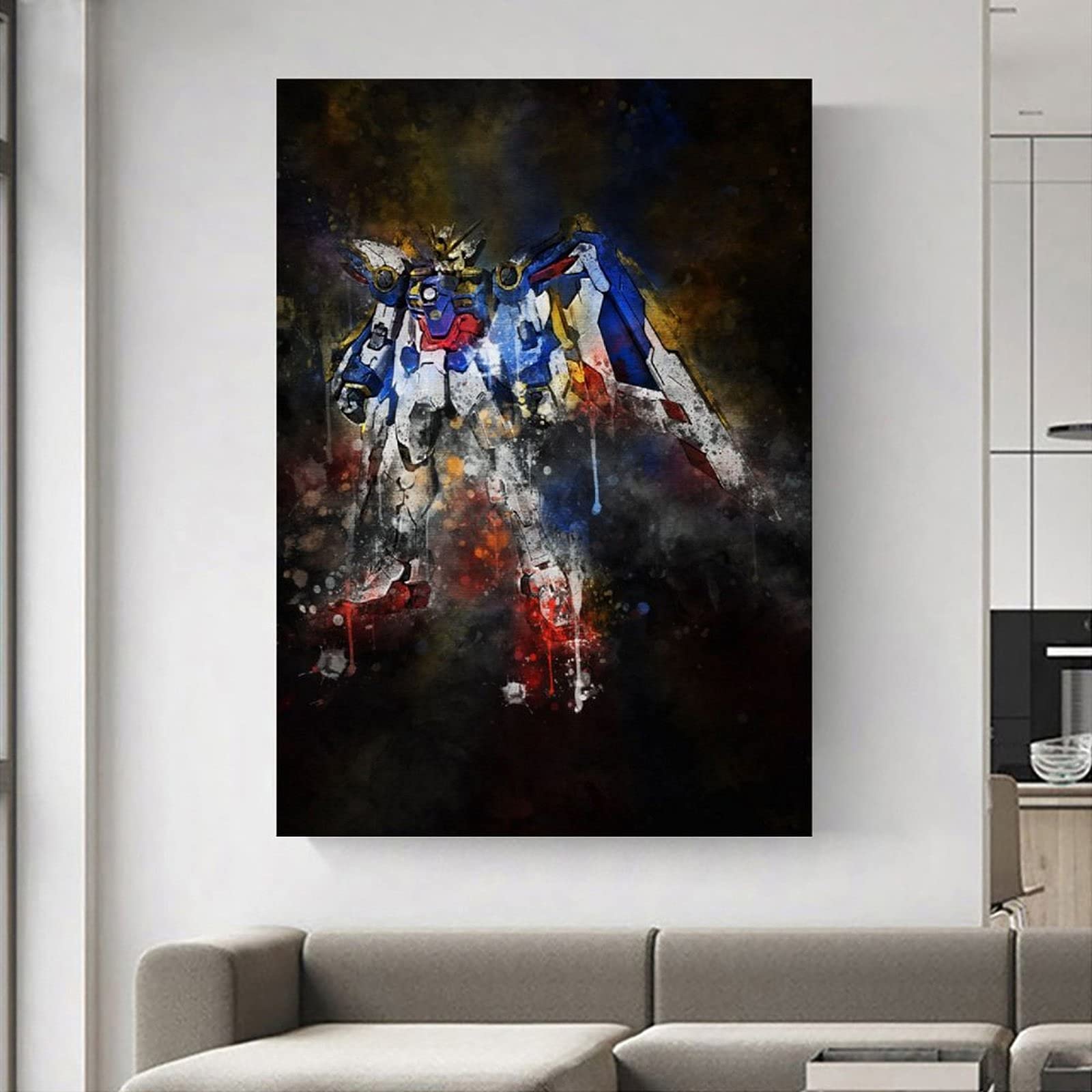 Amazon.co.jp: ガンダム水彩画絵画HD印刷キャンバスアートキャンバス壁