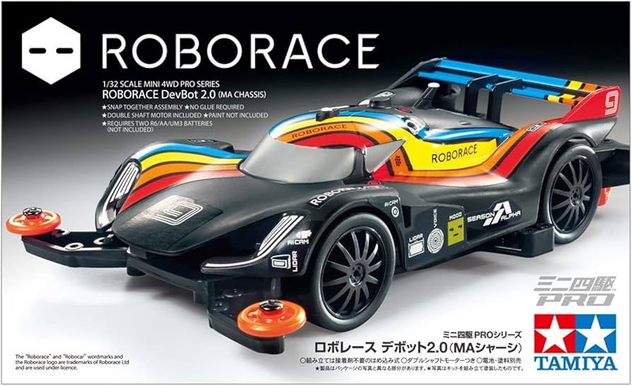 Amazon.com: TAMIYA 1/32 Mini 4 Wheel Drive Roborace DebBot 2.0 MA