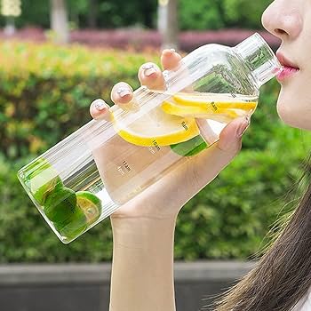 Amazon｜水筒 タイムマーカー付きウォーターボトル ガラス 広口直飲み