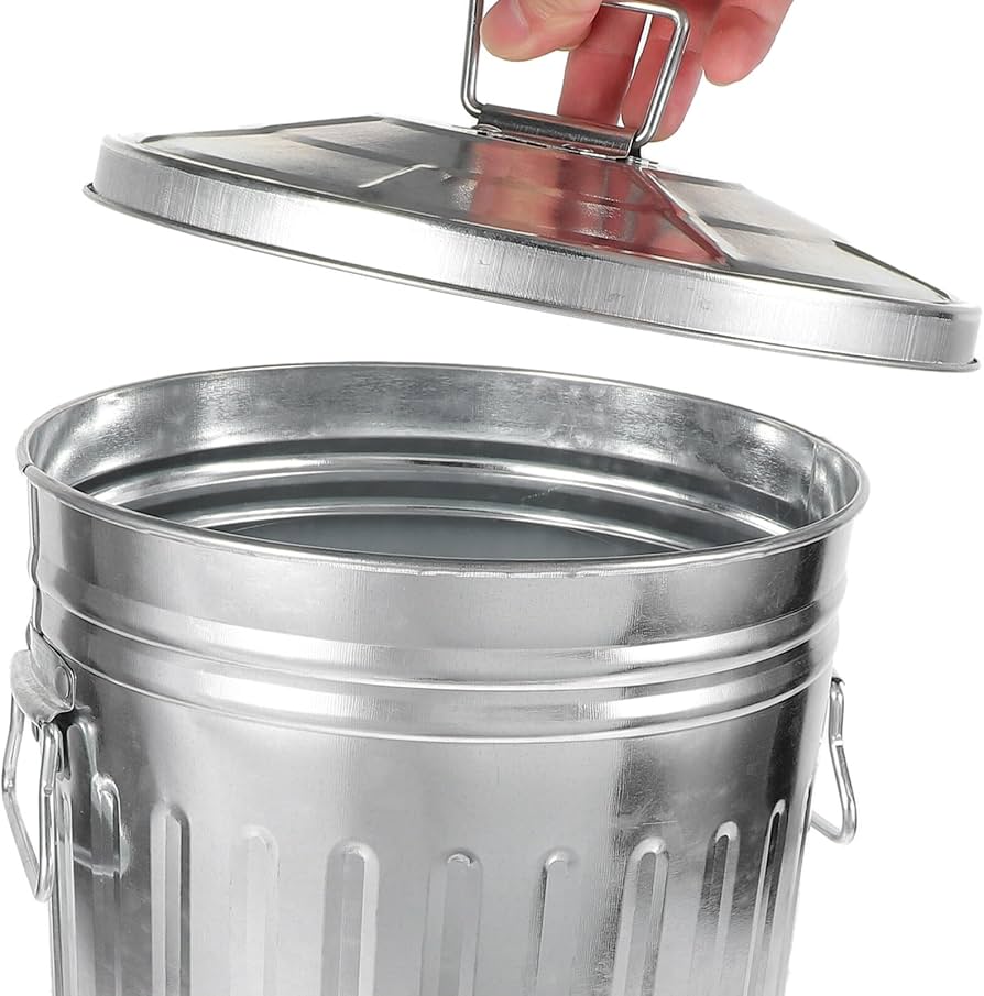 Amazon｜Ciieeo 丸い 蓋付き 金属製 ゴミ箱 8リットル ガロン 亜鉛