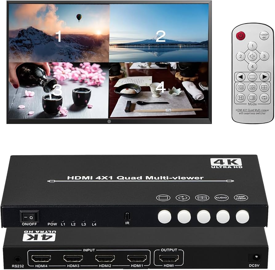 Amazon | 4K@30Hz HDMI 画面分割器 4入力1出力 hdmi画面分割切替器