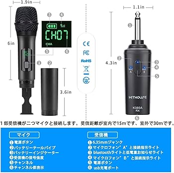 Amazon.co.jp: Kithouse K380Aワイヤレスマイク Bluetoothカラオケ