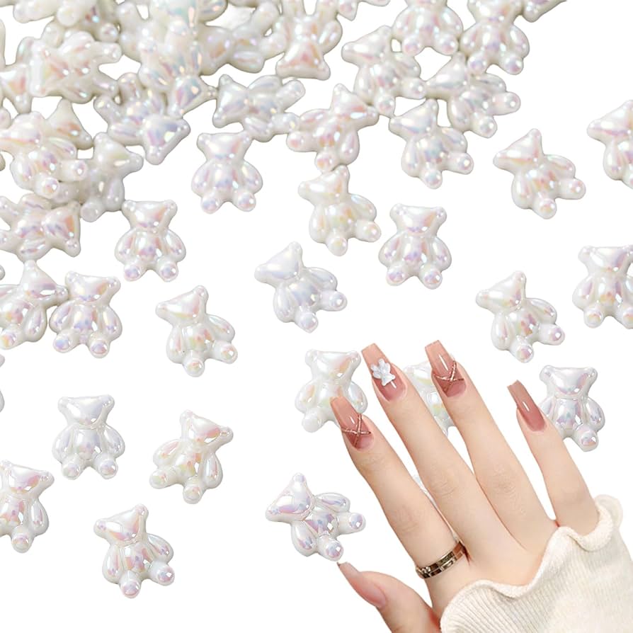 Amazon | ネイルパーツ クマ 30個セット 3D 立体 可愛い 白 ホワイト