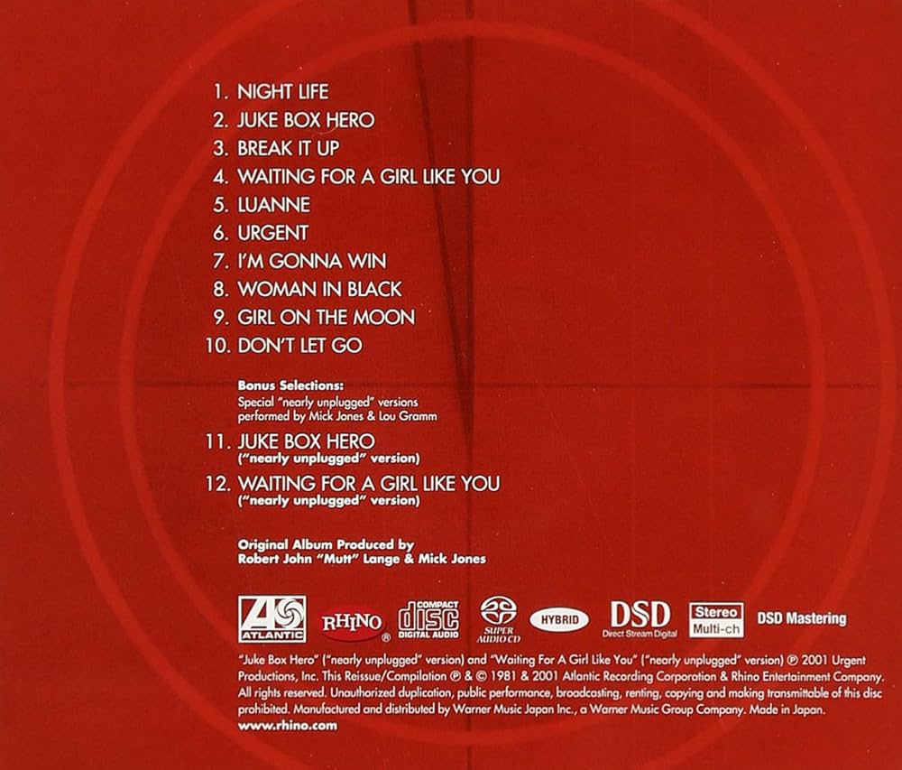 Amazon.co.jp: 4 (SACD/CDハイブリッド盤) - フォリナー: ミュージック