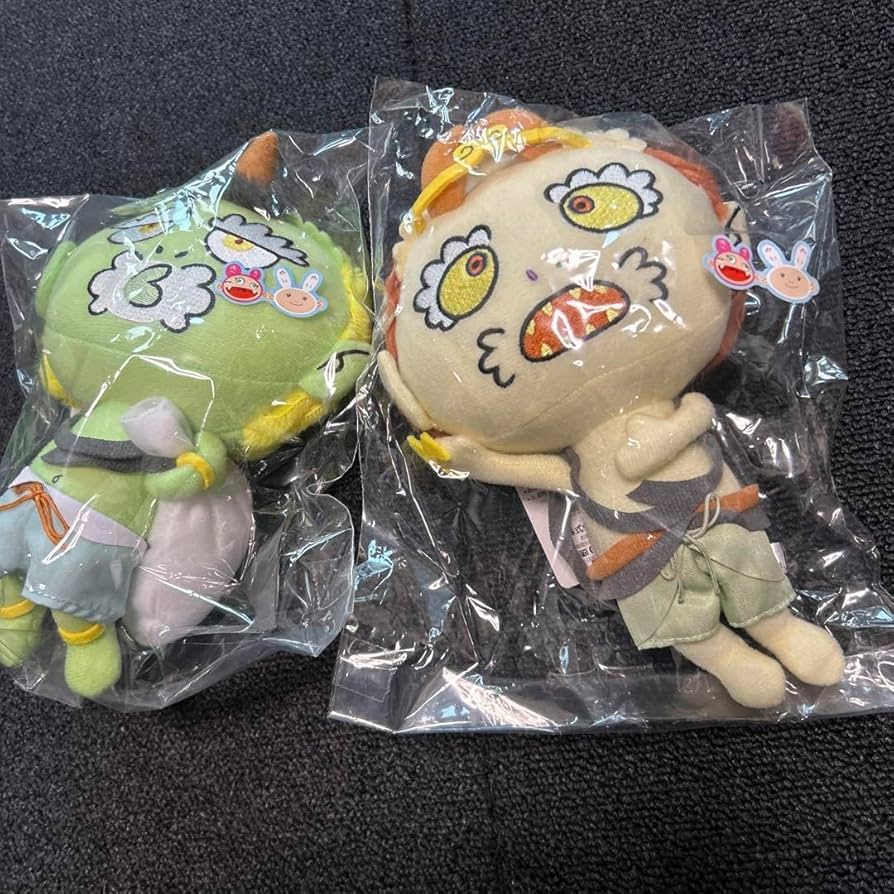 Amazon.co.jp: 村上隆もののけ京都風神雷神ぬいぐるみ2体セット : おもちゃ