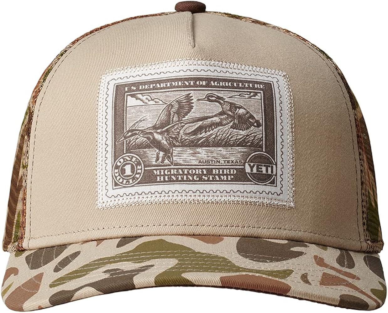 YETI Duck Stamp Trucker Hat, Sharptail Taupe/Camo at Amazon Men's
