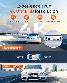Amazon.com: 70mai 4K Dash Cam Front and Rear, Built in Wi-Fi 6