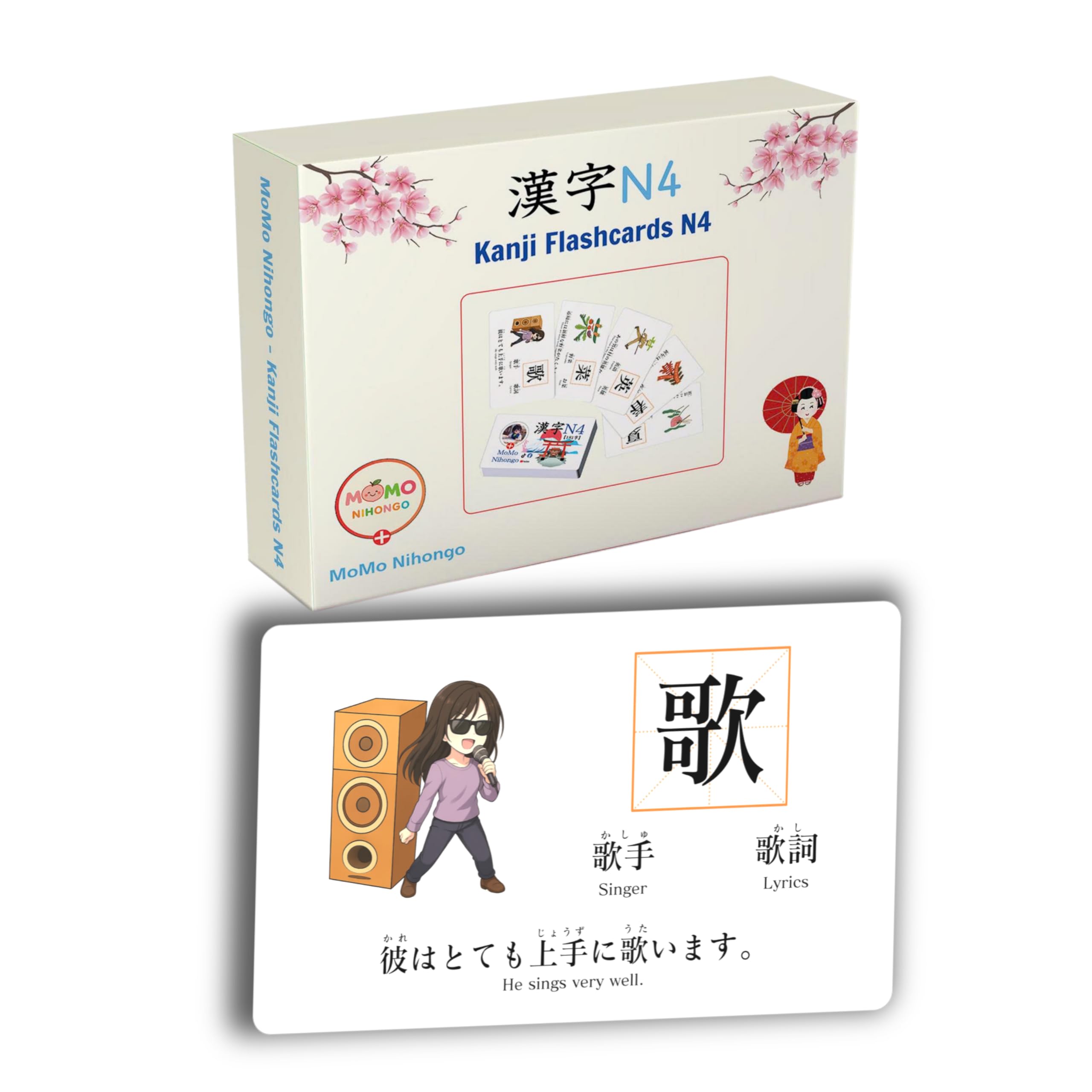Amazon.com: MoMo Nihongo N4 - Learn Japanese Flash Cards - Kanji