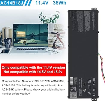 Amazon.com: New AC14B18J Battery Compatible with Acer AC14B18J