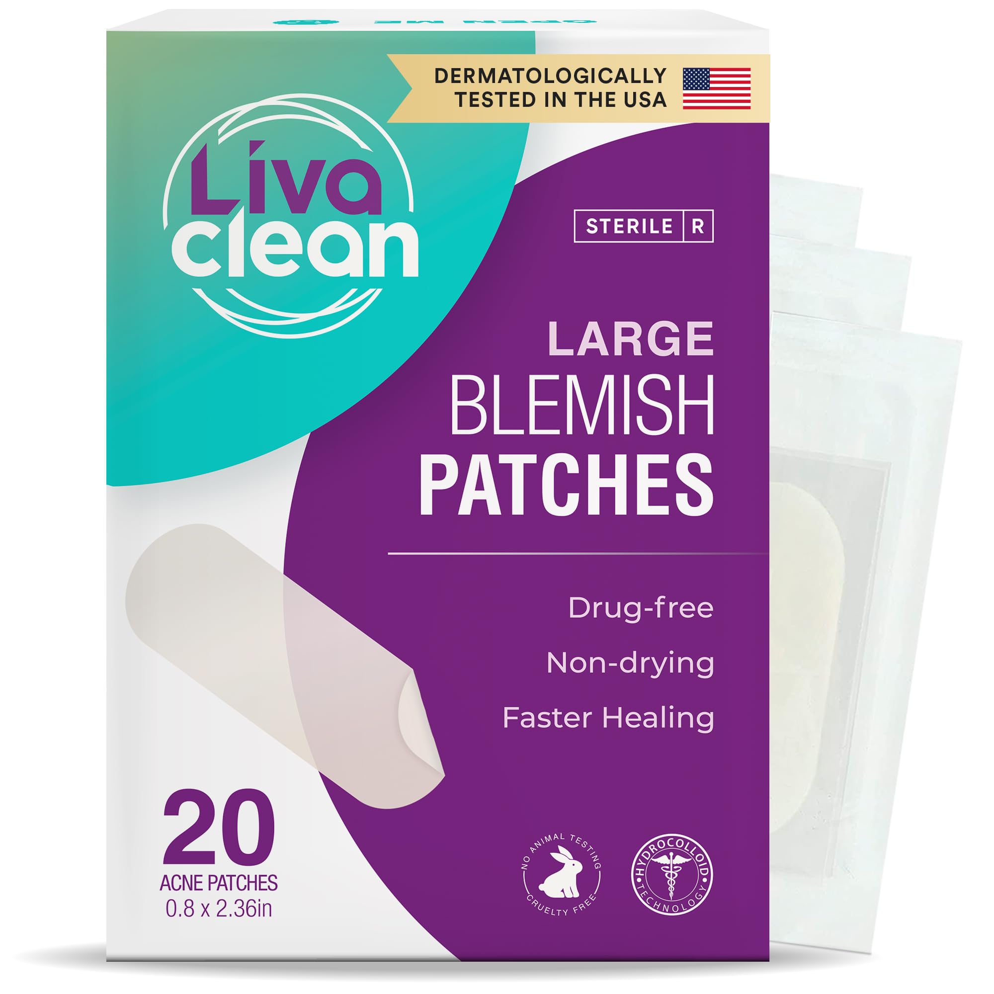 Amazon.com: 20 CT LivaClean Large Hydrocolloid Acne Patches - for