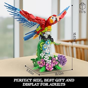 Amazon.com: Vziimo Parrot Floral Building Set, MOC Flower and