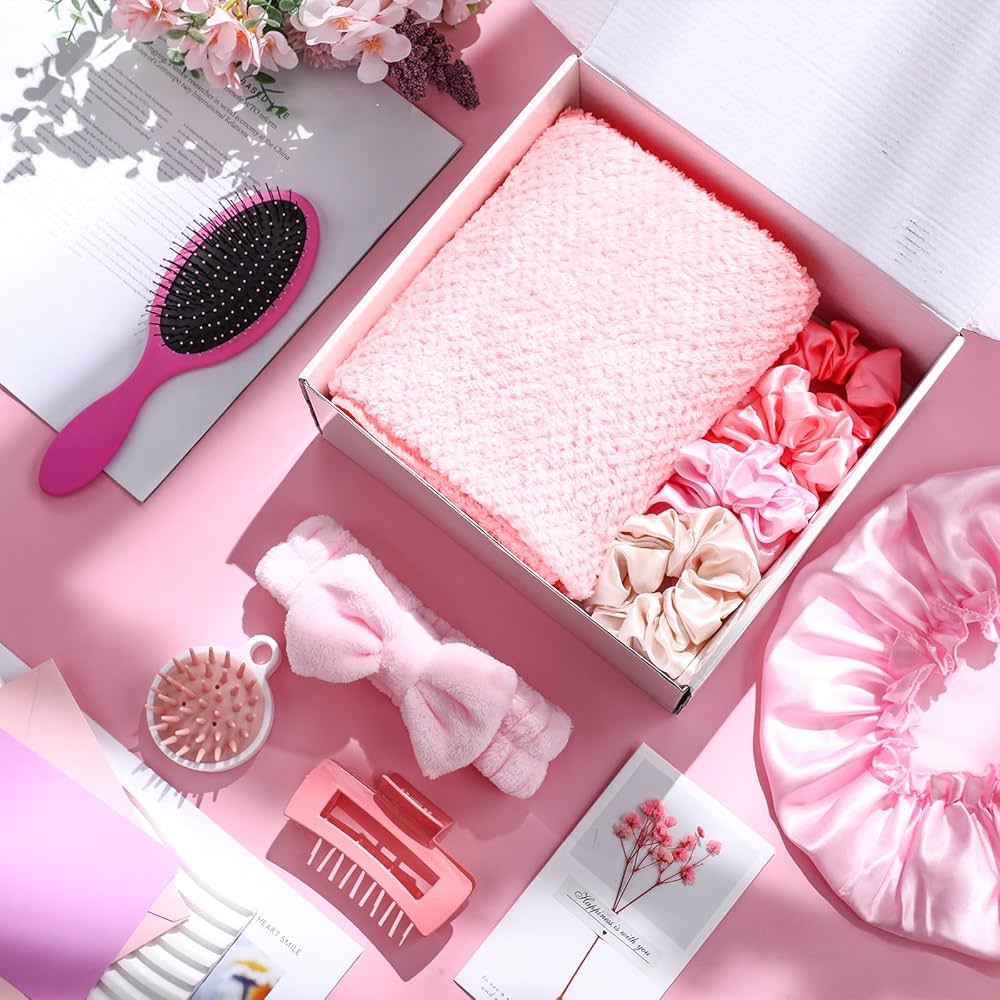 Amazon.com : Sawysine 12 Pcs Gift Basket for Women Pink Hair Care