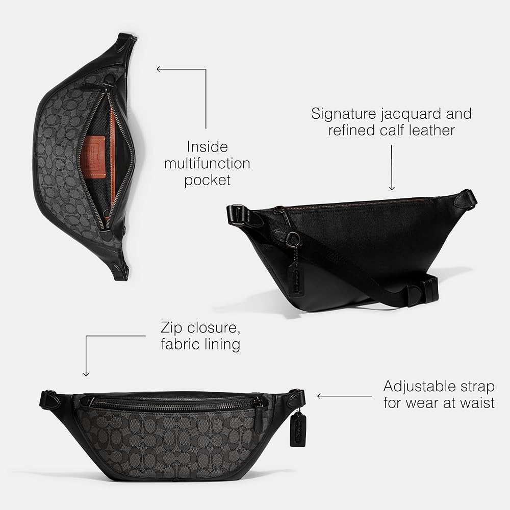 Amazon | COACH Leagueベルトバッグ シグネチャージャガードチャコール