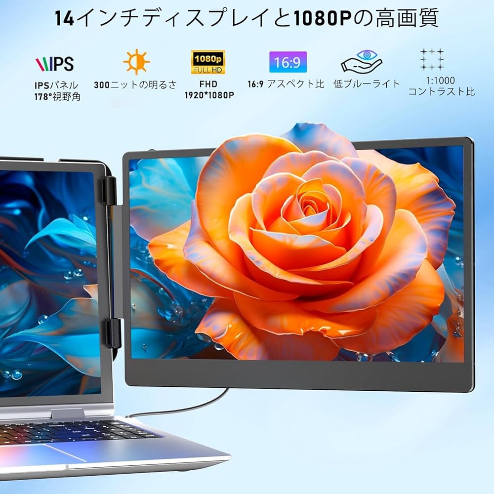 Amazon.co.jp: 14インチ ノートパソコン用モニター ダブル画面