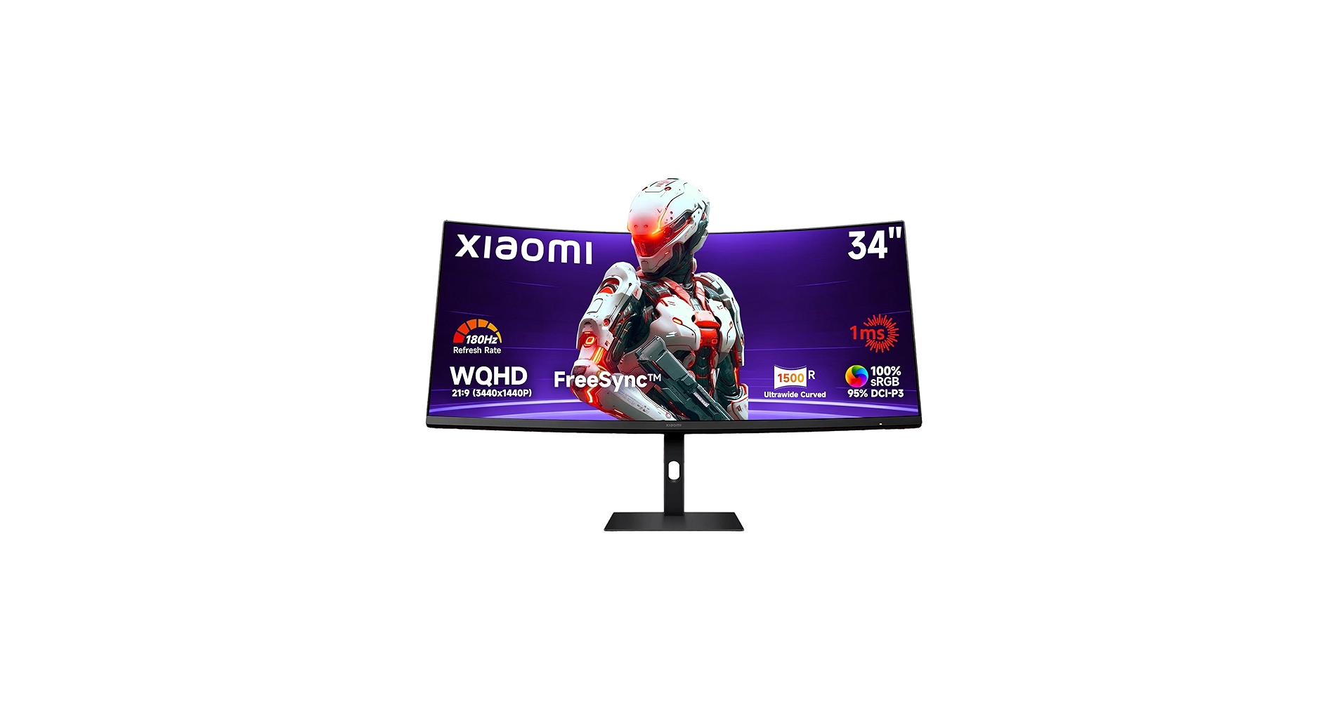 Amazon.com: XIAOMI 34 inch Curved Gaming Monitor, 180HZ 1ms 1500R