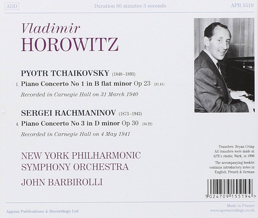 Vladimir Horowitz, John Barbirolli, New York Philharmonic, Sergey