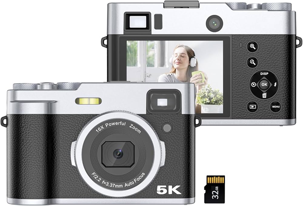 Amazon | 5K デジタルカメラ オートフォーカス デジカメ 48MP デュアル