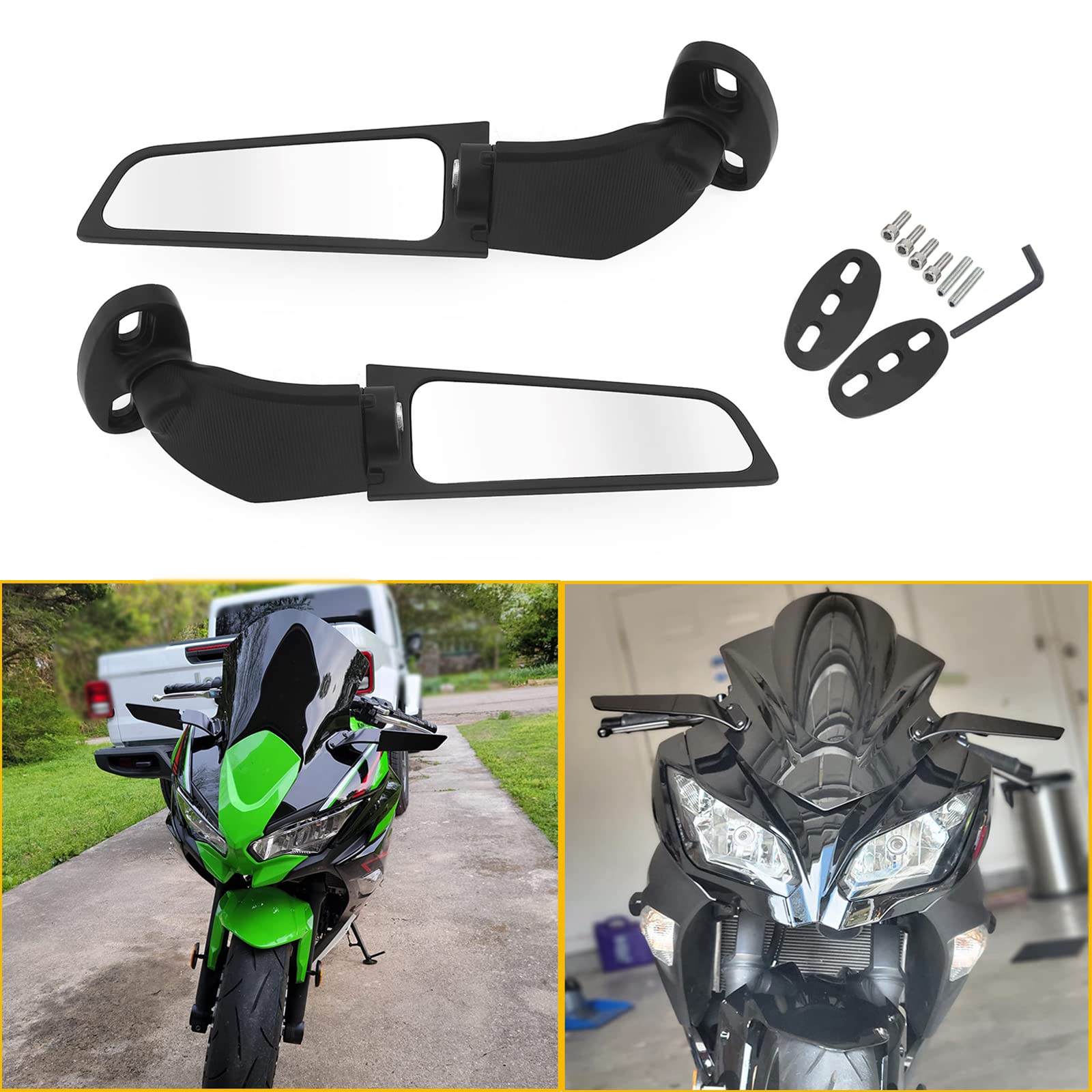 Amazon | QIDIAN オートバイミラー ウィンドウィング 調節可能 回転