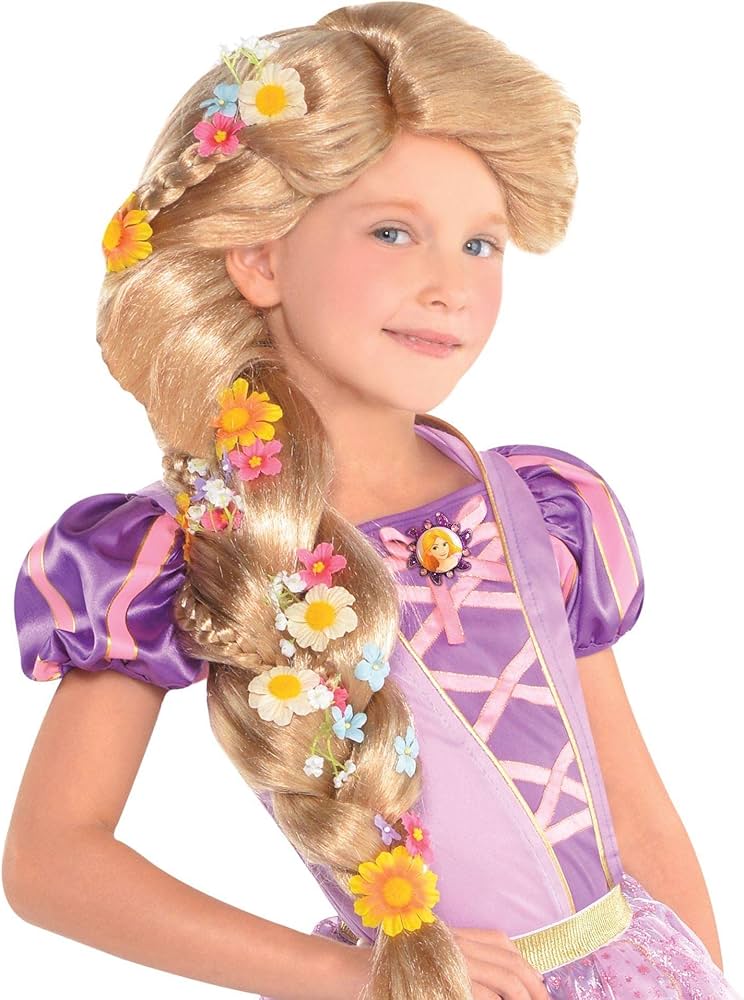 Amazon.co.jp: ラプンツェル コスプレ 子供 ウィッグ 花飾り付 かつら