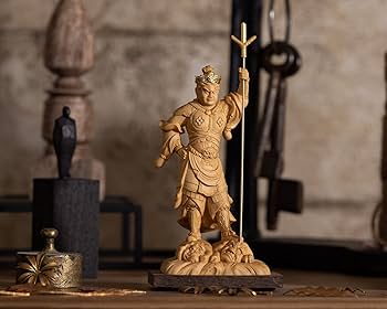 Amazon.co.jp: 極小仏 泥足毘沙門天 13cm（木製：ツゲ 金泥仕上）＿