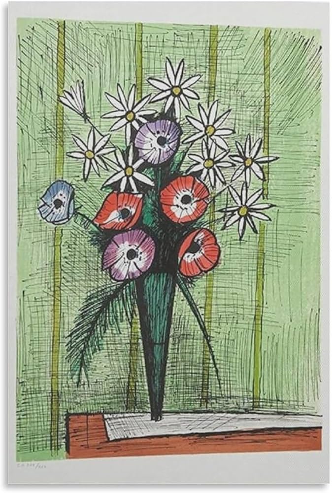 Amazon.co.jp: ベルナールビュッフェポスター《アネモネの花束