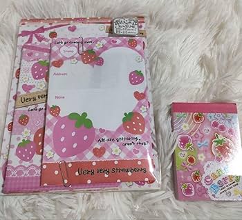 Amazon.co.jp: 平成レトロ いちご レターセット メモ帳 : 文房具