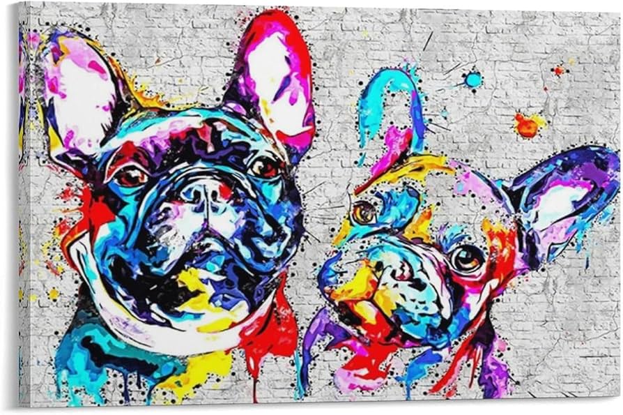 Amazon.co.jp: カラフルなフレンチブルドッグポスター ホーム装飾