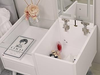 Amazon｜ドレッサーテーブル 鏡台 ローテーブル 化粧台 LEDミラー付き