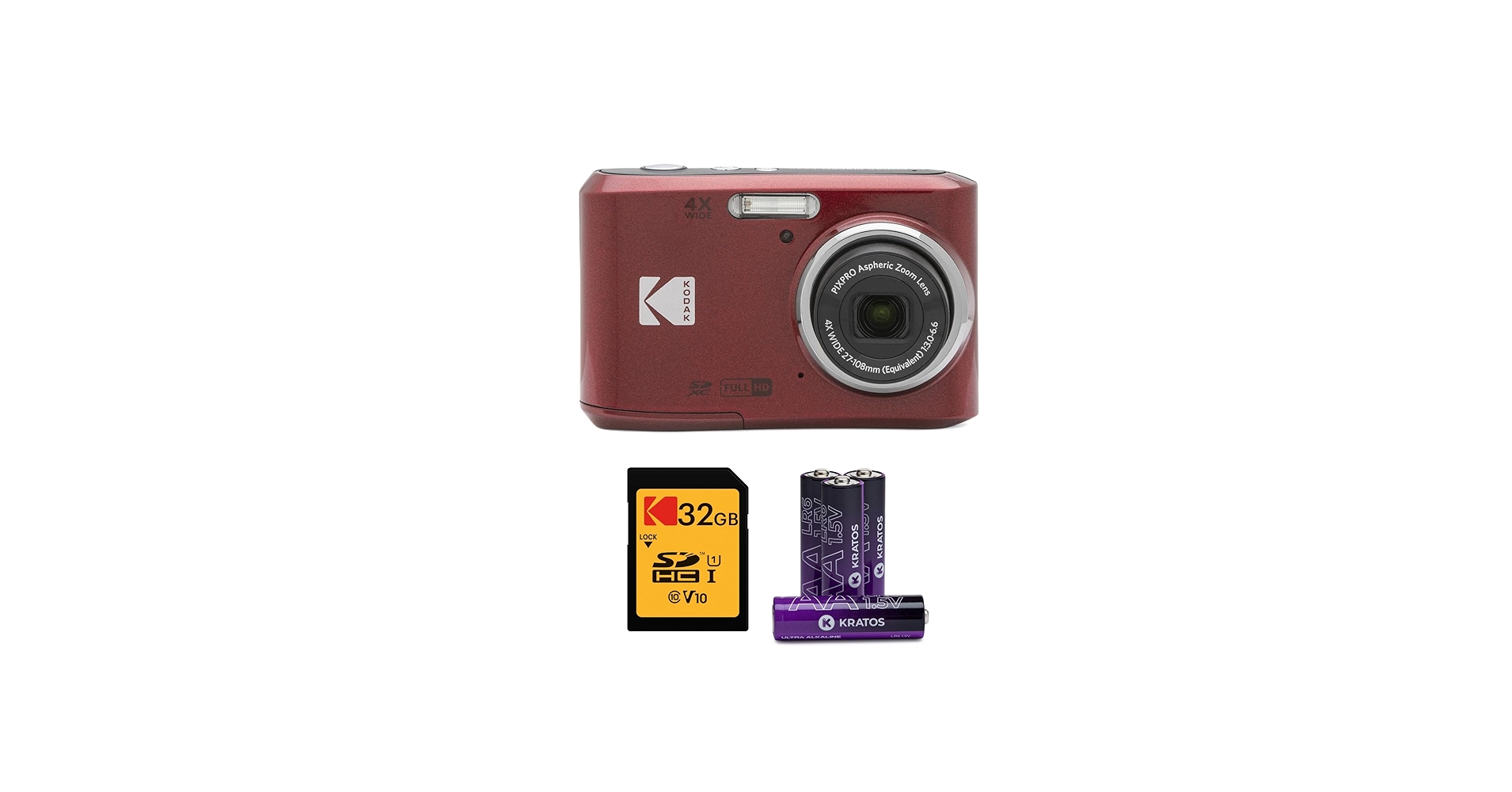 Amazon.com : Kodak PIXPRO FZ45 Digital Camera (Red) Bundle with