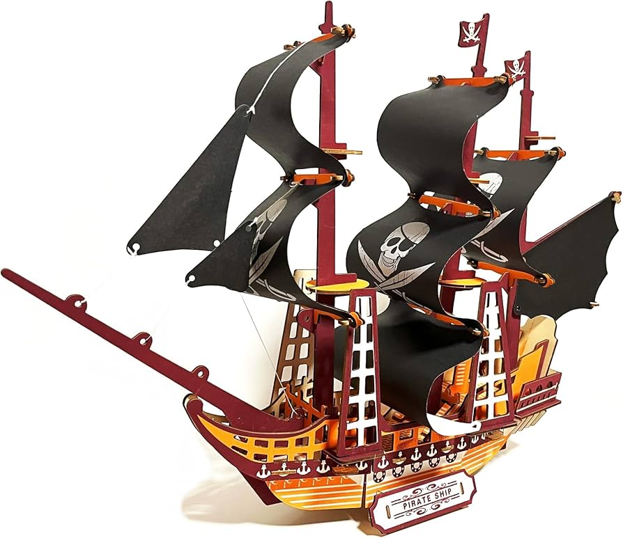 Amazon | 立体パズル 海賊船 3d 木製 diy おもちゃ 帆船 クラフト 立体