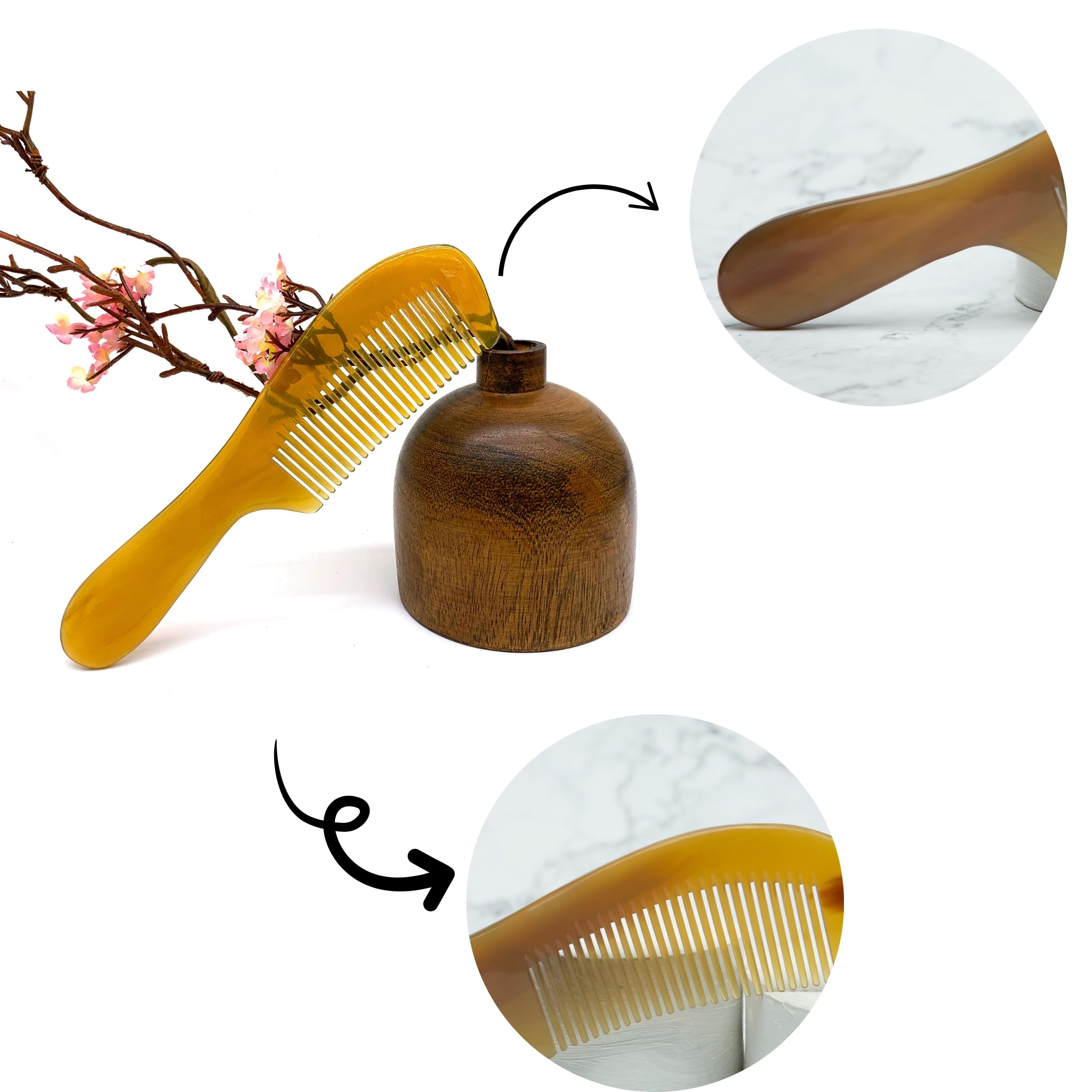 Amazon | 天然バッファローホーンコーム、ヘアコーム、帯電防止