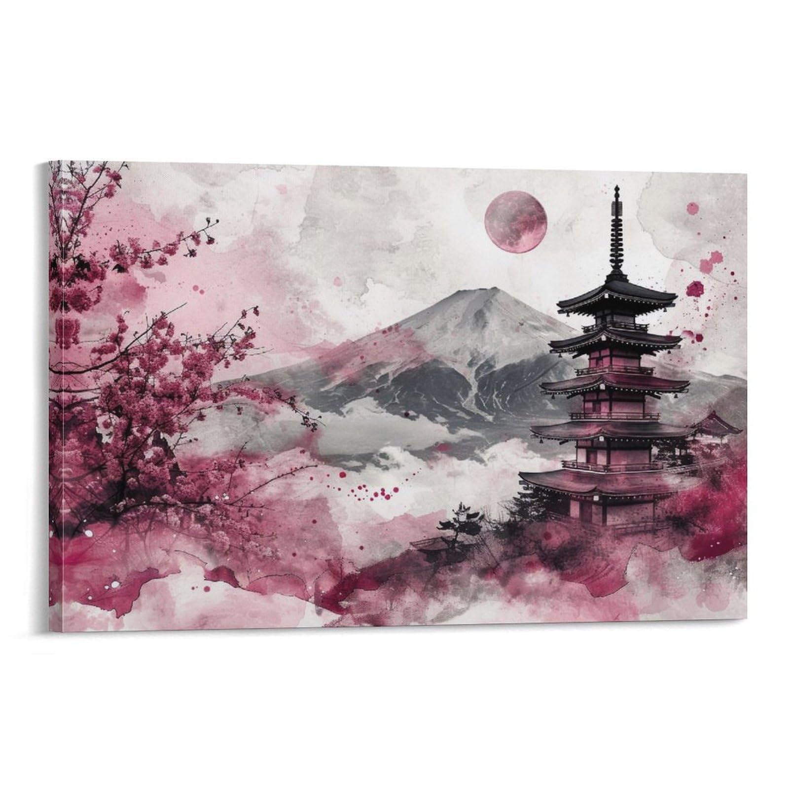 Amazon.co.jp: 絵画 富士五重塔水墨画 アートパネル ポスター 美しい