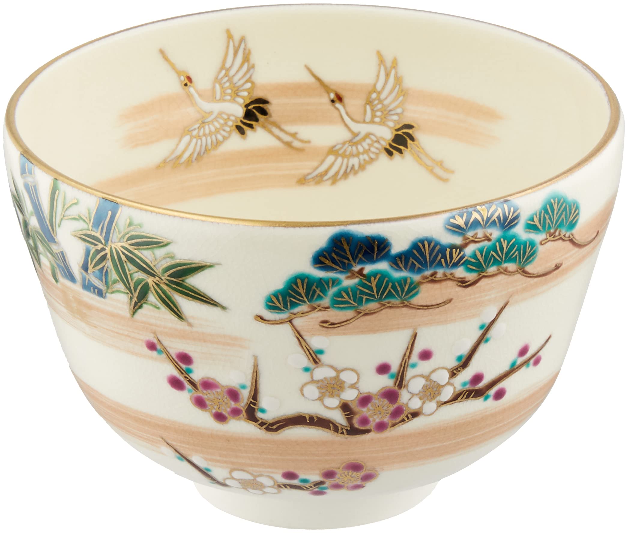 Amazon｜京焼 清水焼 如山窯 抹茶碗 仁清鶴松竹梅 TJN435｜抹茶碗