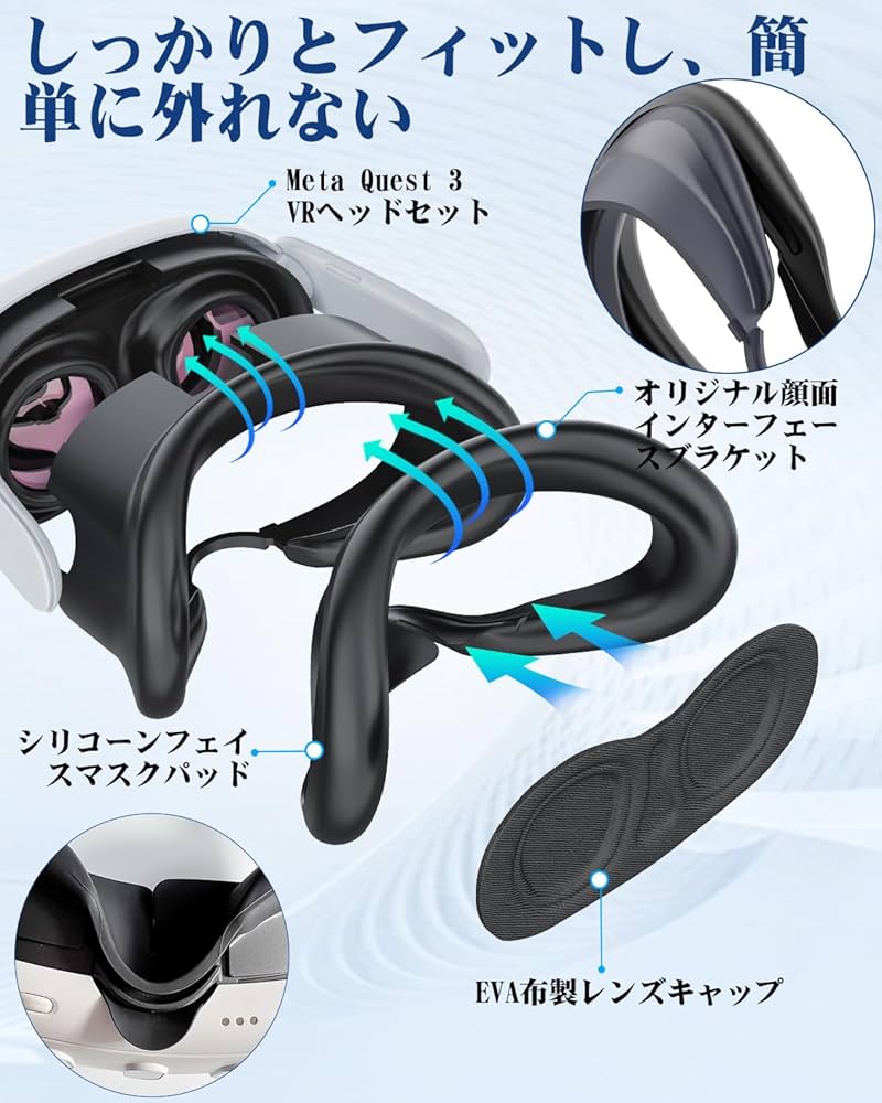 Amazon.co.jp: 対応 Met Qust 3 用フェイスパッドセット・光漏れ防止