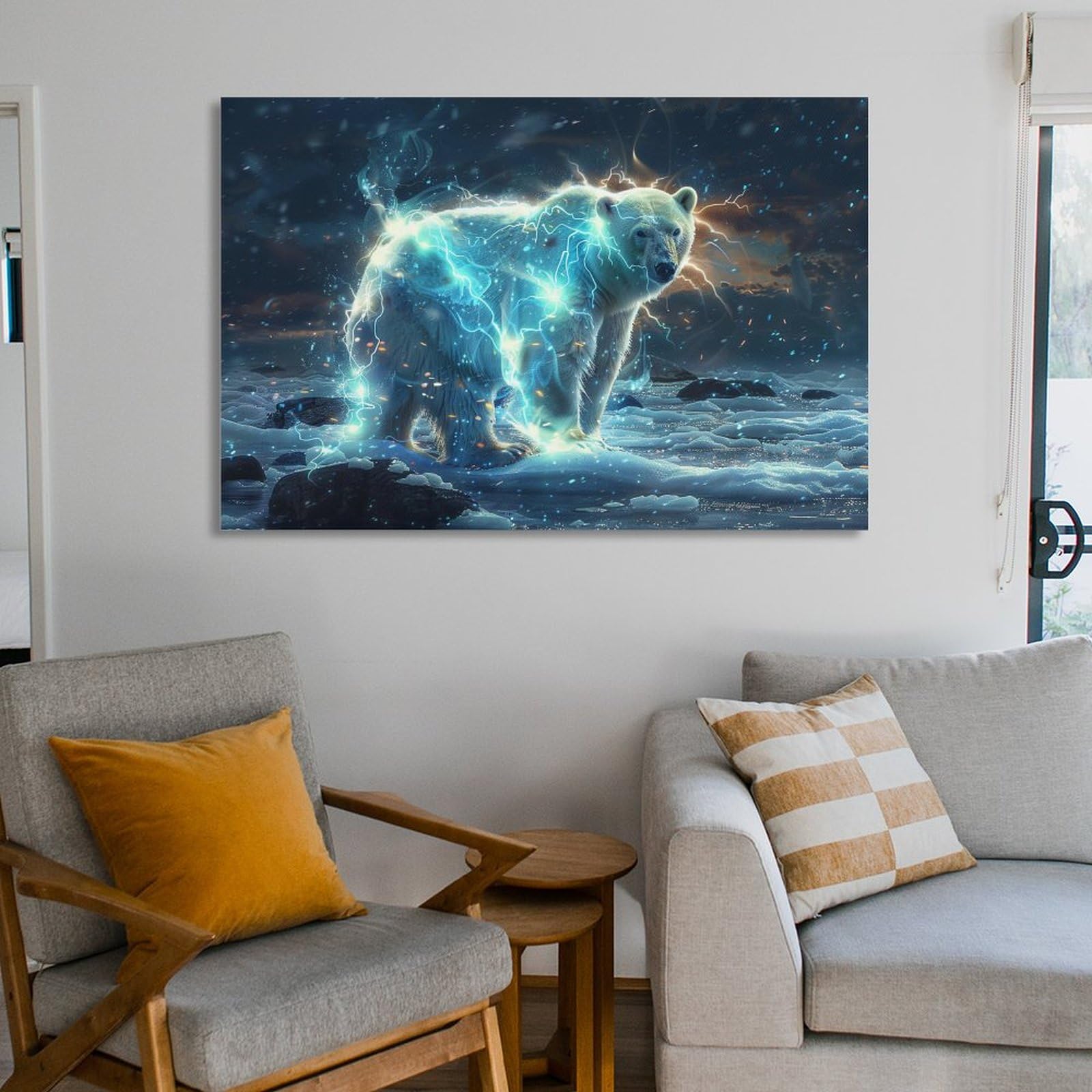 Amazon.co.jp: 絵画 ライトニングファンタジーシロクマ アートパネル