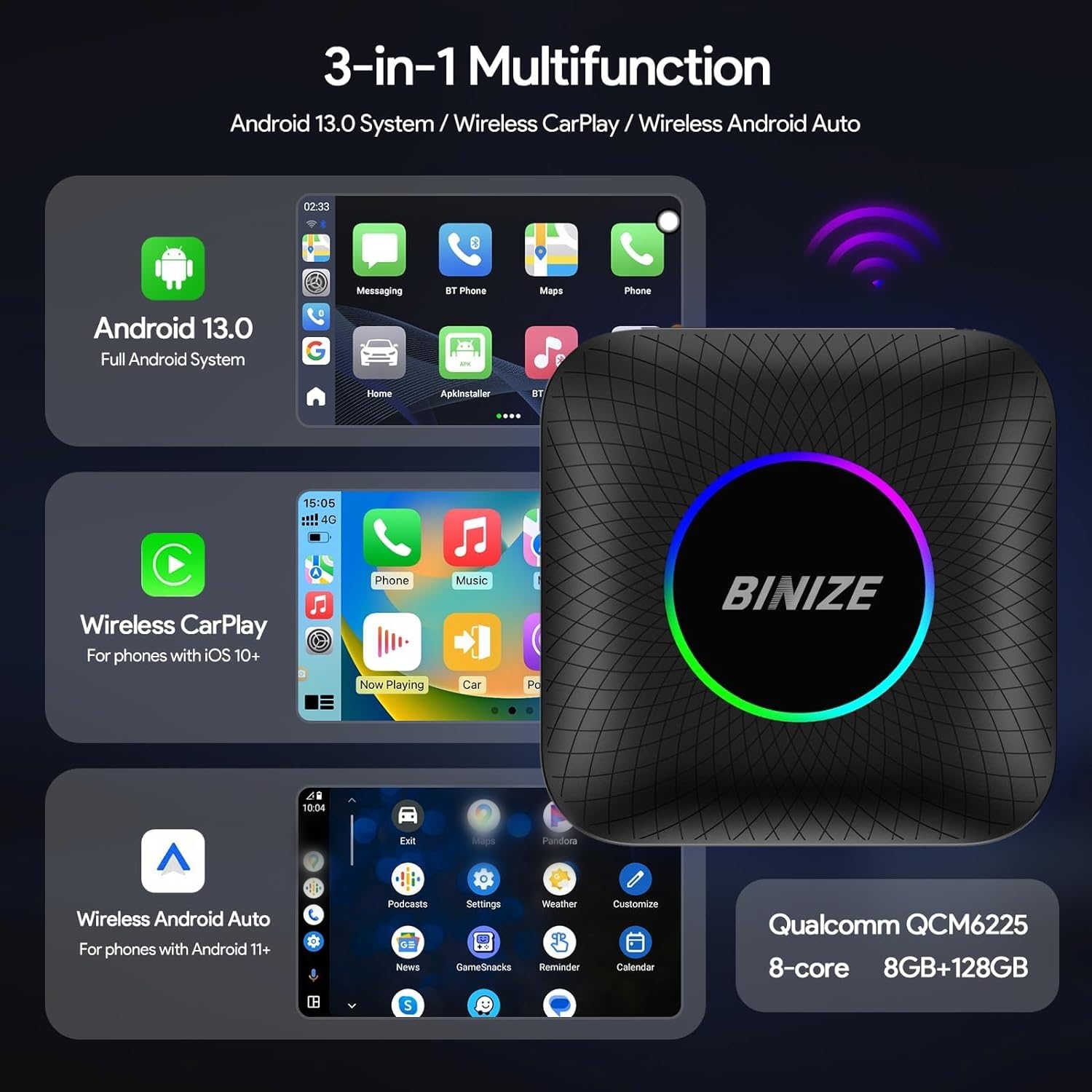 Amazon.com: Binize Android 13 AI Box for Car: Wireless CarPlay