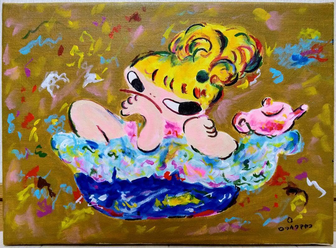 Amazon.co.jp: ロッカクアヤコ 肉筆アクリル油彩絵画サイン・裏書き