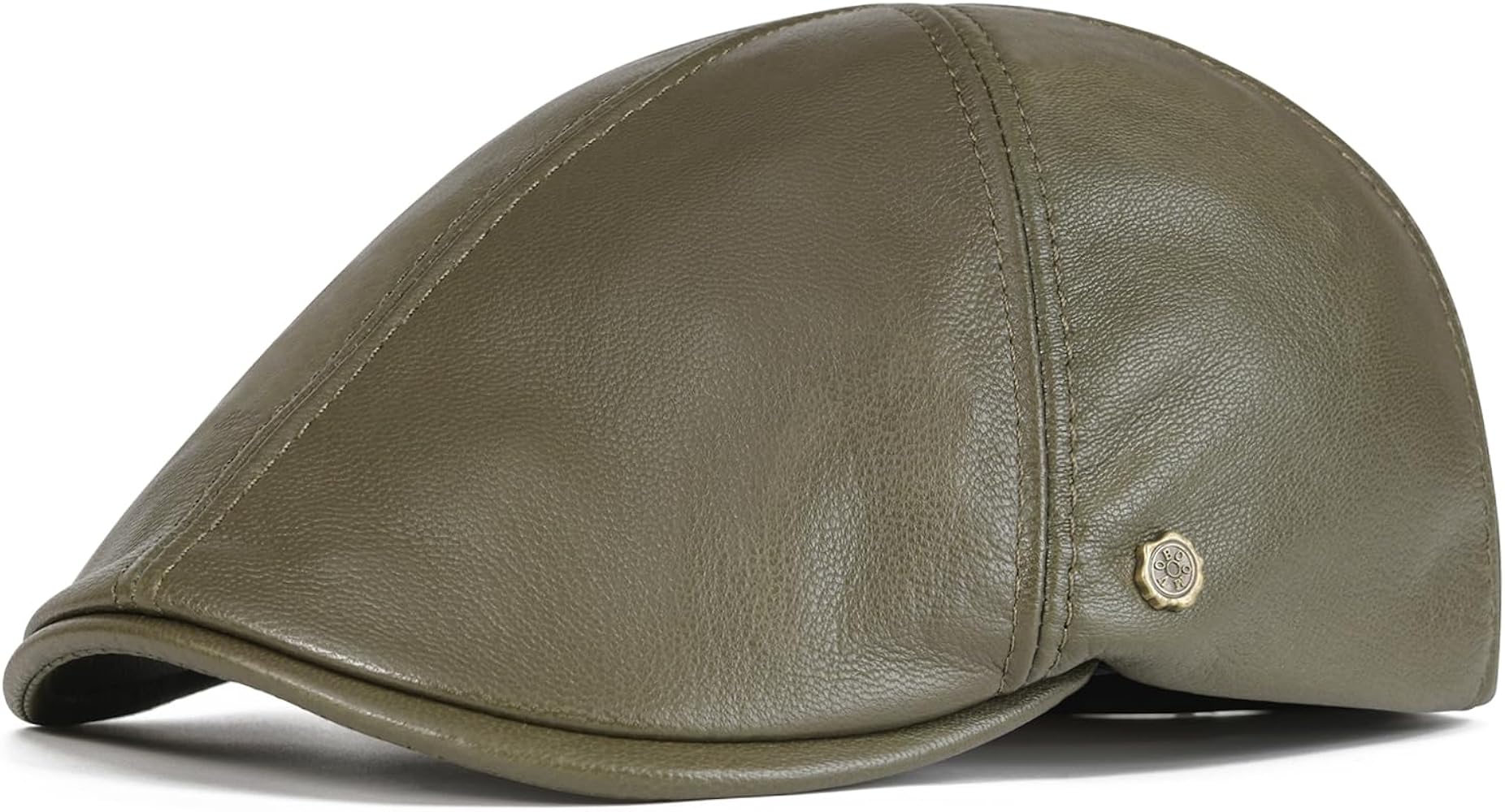VOBOOM Leather Ivy Newsboy Caps 6 Panel Cabbie Beret Hat (7 1/4